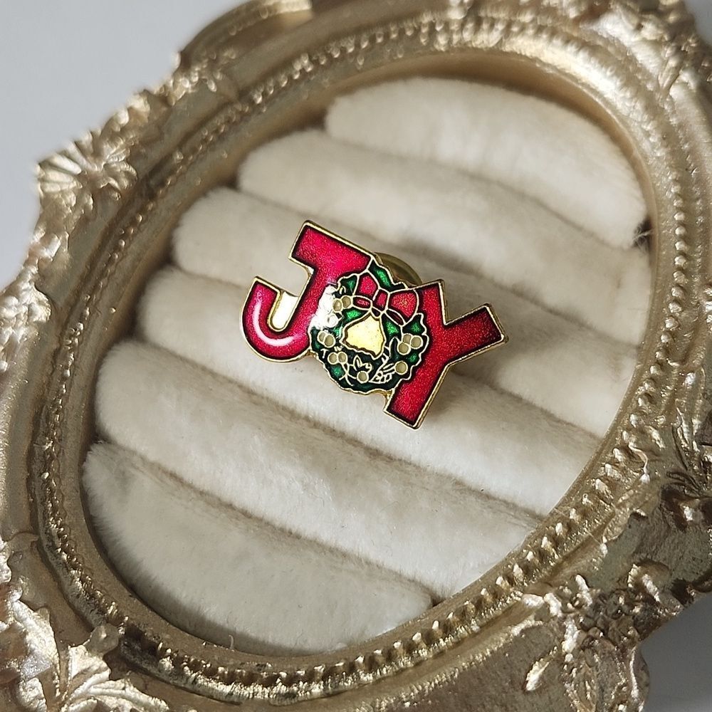 Festive JOY Enamel Pin Vintage